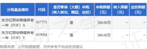 广瑞网 公告速递：东方红颐安稳健养老一年（FOF）基金暂停大额申购（含定期定额投资)业务